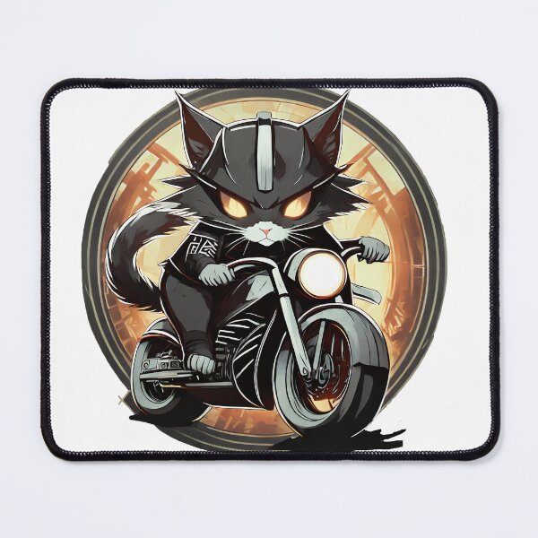 Item preview, Black Samurai Kitten riding a Motorcylce designed and sold by BADESIGNZZ.