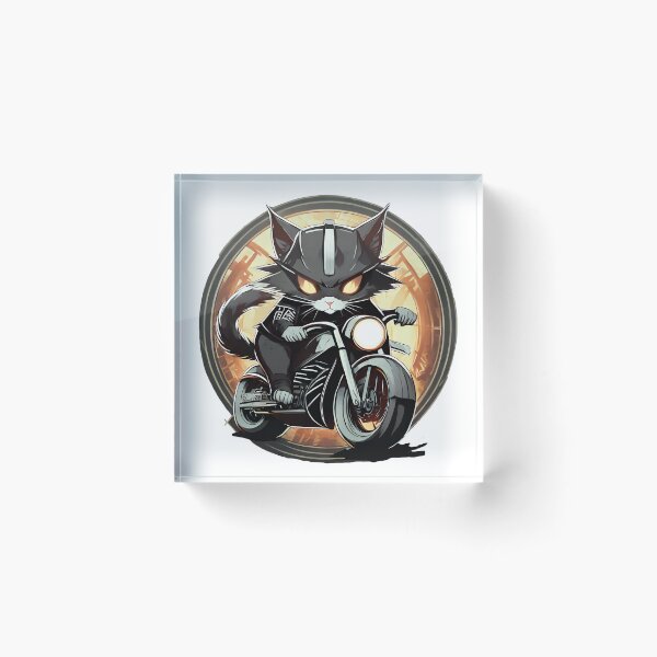 Item preview, Black Samurai Kitten riding a Motorcylce designed and sold by BADESIGNZZ.