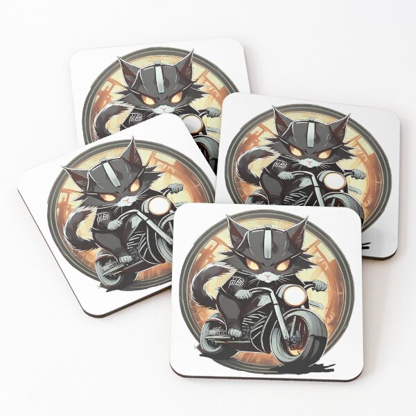 Item preview, Black Samurai Kitten riding a Motorcylce designed and sold by BADESIGNZZ.