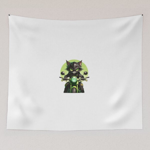 Artikelvorschau, Green Samurai Kitten racing on a Motorcycle entworfen und verkauft von BADESIGNZZ.