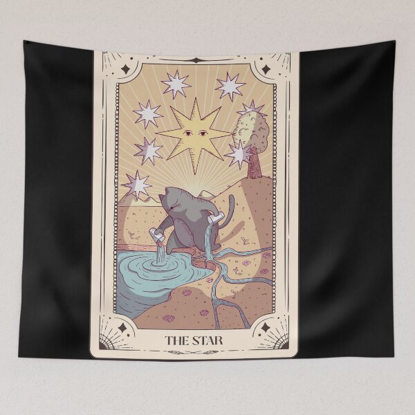 Item preview, Cat Tarot - The Star - Cat Puns designed and sold by Paperfly Studio.