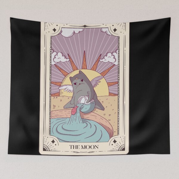 Item preview, Cat Tarot - The moon - Cat Puns designed and sold by Paperfly Studio.