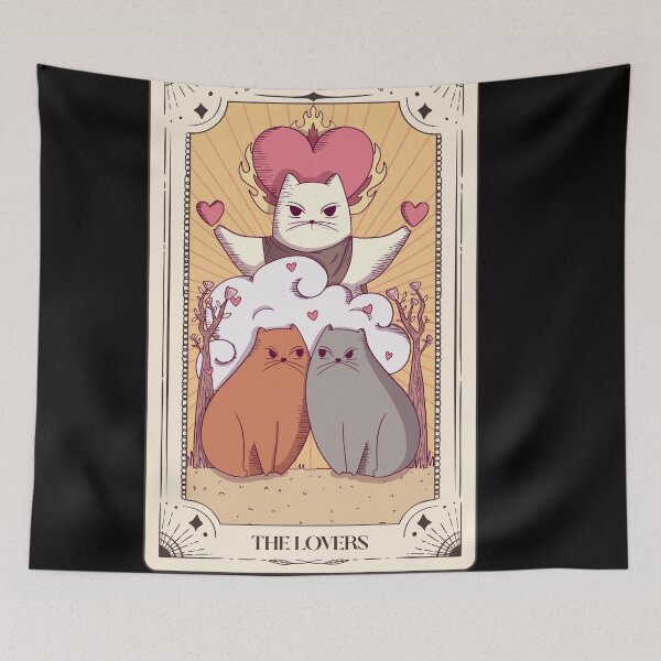 Item preview, Cat Tarot - The Lovers - Cat Puns designed and sold by Paperfly Studio.