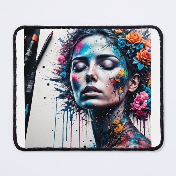 Item preview, Female face with flowers in hair and pens designed and sold by bravomodels.