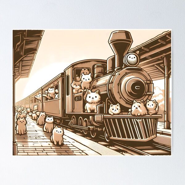 Item preview, Cat Train Full Of Kitten Passangers designed and sold by İlker Berk Ergan.