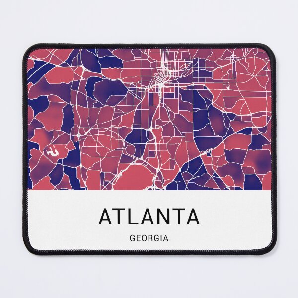 Item preview, Atlanta Georgia Named City Map - Red-Blue Duotone designed and sold by StylishStacks.