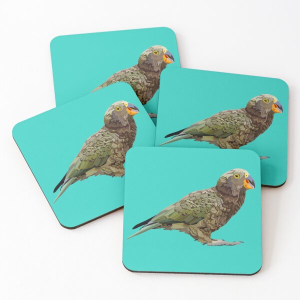 Item preview, K is for Kea,Kea – Intelligent Alpine Parrot of New Zealand Illustration designed and sold by PrettylittlepastelUk.