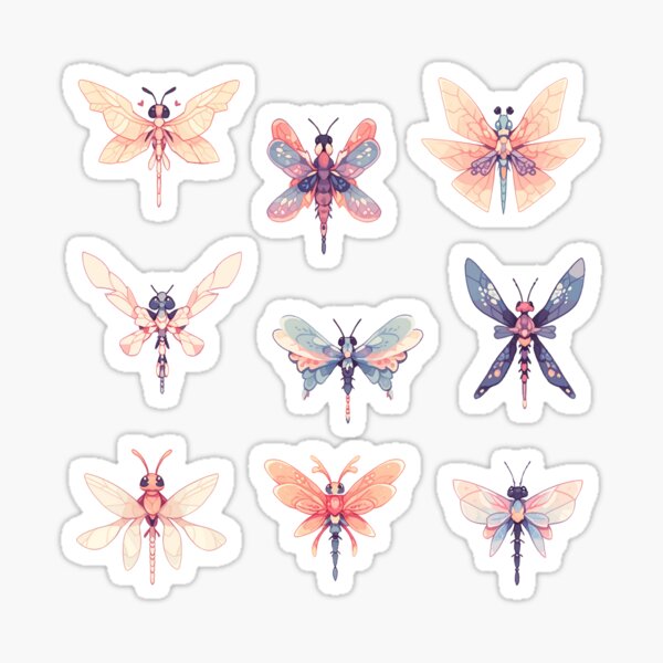 Item preview, Cartoon Dragonflies - Cute Adorable Insect Aesthetic Flower Pattern designed and sold by ArtstyleAlchemy.
