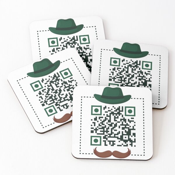 Item preview, RickRoll NEVER GONNA GIVE YOU UP Music Video Hat and Mustache QR Code designed and sold by tinyindiangirl.