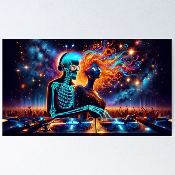 Item preview, Cosmic Beats: The Skeleton DJ's Rave designed and sold by Left-Hand-Tree.