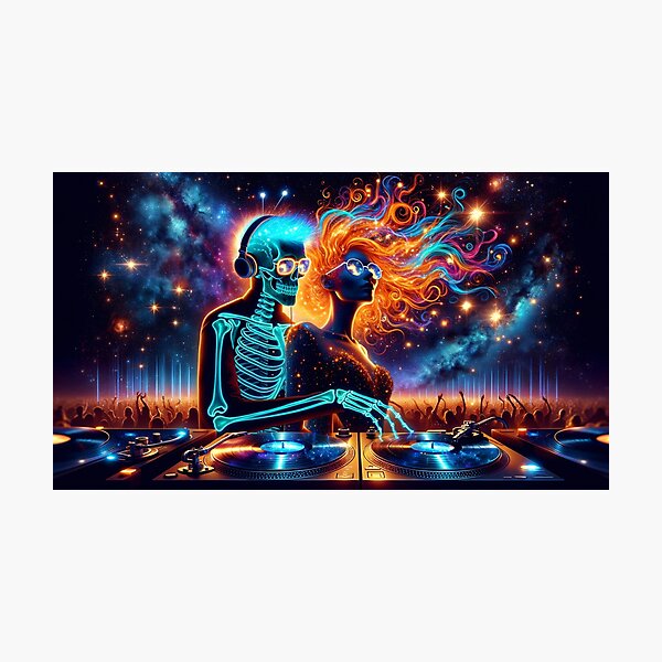 Item preview, Cosmic Beats: The Skeleton DJ's Rave designed and sold by Left-Hand-Tree.