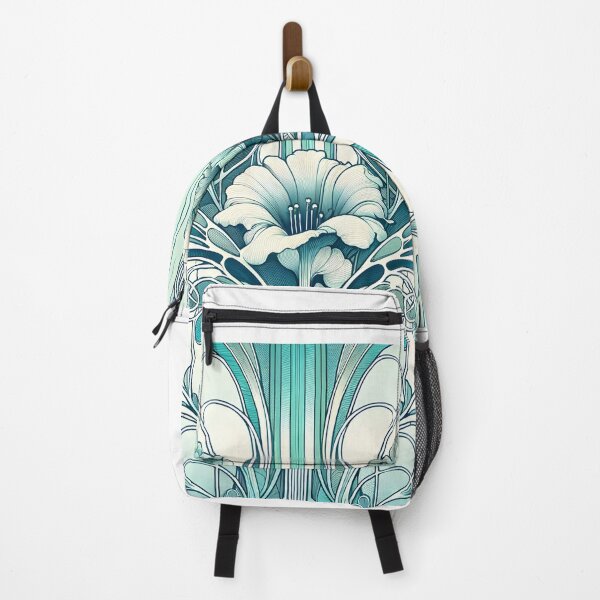 Artikelvorschau, Ein aquafarbenes Jugendstil-Design mit Blumen. entworfen und verkauft von niceone28.