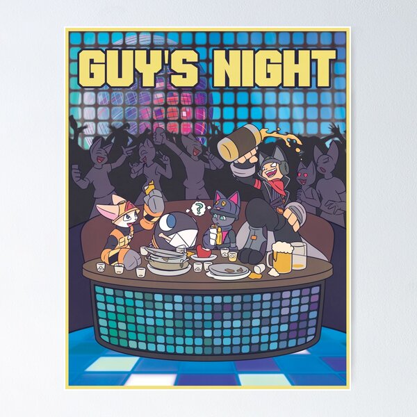 Item preview, Guy's Night (Blue Version) - anime cat cartoon characters designed and sold by 4ThingTon.
