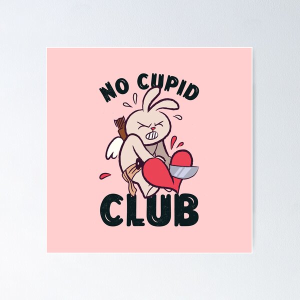 Item preview, No Cupid Club Anti-Valentine's Rebel Bunny designed and sold by ElLocoMus.
