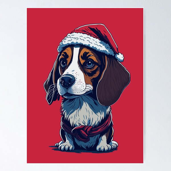 Item preview, Beagle: Wearing Christmas Hat with Canine Cheer designed and sold by cutie1pie1dogs.