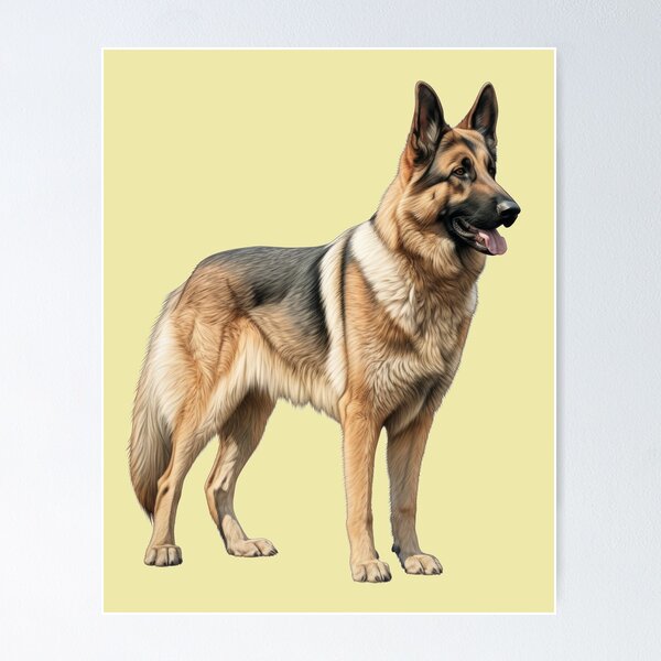 Artikelvorschau, Majestätische Illustration des Deutschen Schäferhundes in stehender Pose entworfen und verkauft von solrevolver.