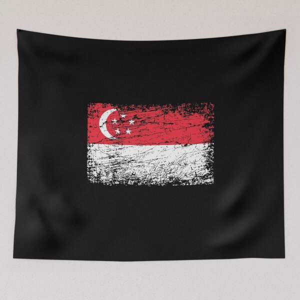 Artikelvorschau, Singapur Flagge used-look entworfen und verkauft von GeogDesigns.