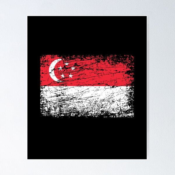 Aperçu de l'œuvre Drapeau de Singapour aspect usé créée et vendue par GeogDesigns.