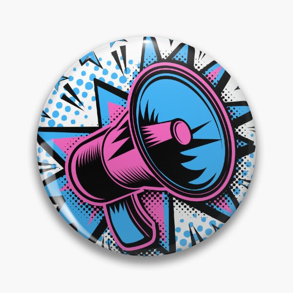 Item preview, A BLUE AND PINK COLORED CARTOON MEGAPHONE designed and sold by infinitearte.