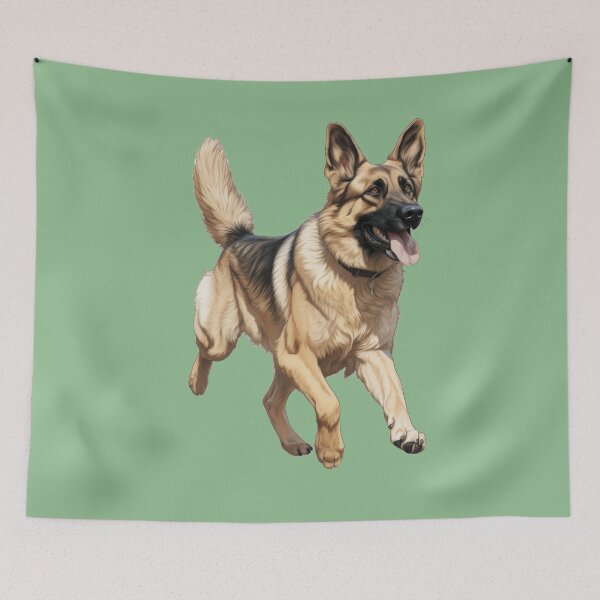 Item preview, Energetic German Shepherd Playful Walk Illustration designed and sold by solrevolver.
