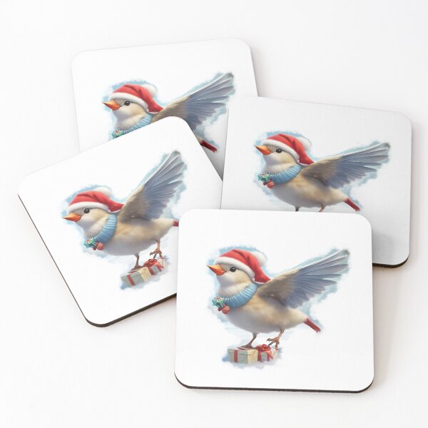 Item preview, Whimsical Santa Bird with Gifts on Ice - Cute Cartoon Holiday Design designed and sold by hudaG.
