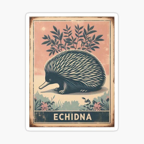 Aperçu de l'œuvre Affiche Echidna d'inspiration vintage - Australien nostalgique au charme rétro créée et vendue par wildstraya.