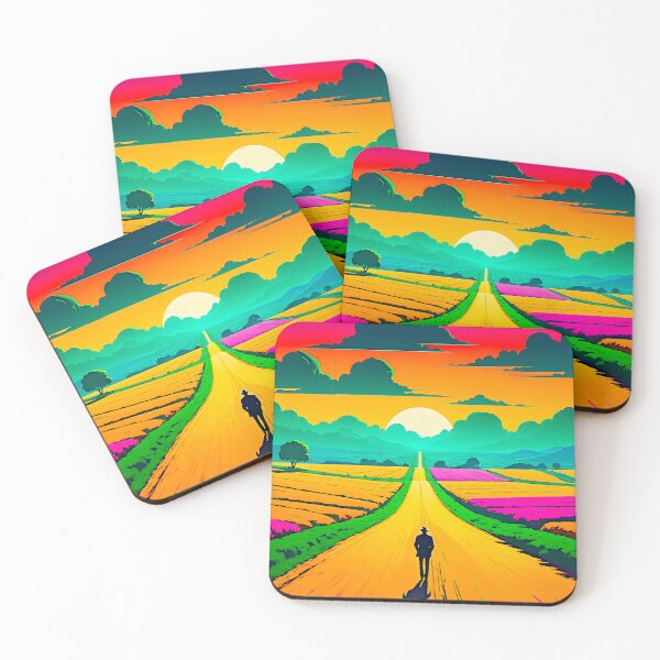 Item preview, Colourful Pop Art Style Lone Figure On A Deserted Road designed and sold by liminal-concept.