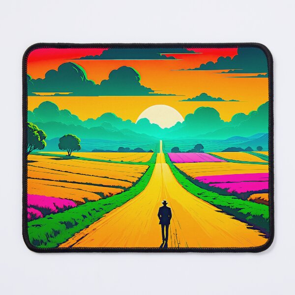 Item preview, Colourful Pop Art Style Lone Figure On A Deserted Road designed and sold by liminal-concept.