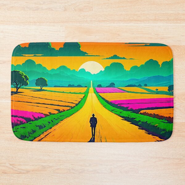 Item preview, Colourful Pop Art Style Lone Figure On A Deserted Road designed and sold by liminal-concept.