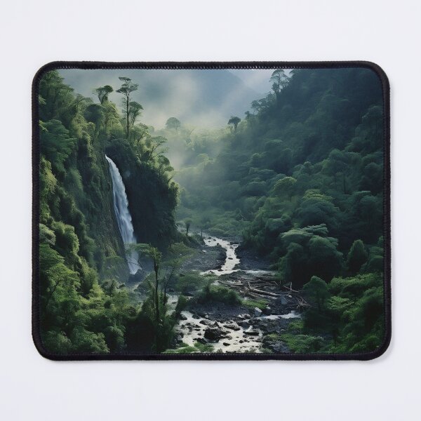 Item preview, Misty forest with waterfalls in fog long exposure - Landscape photography designed and sold by TheArtistOf2022.