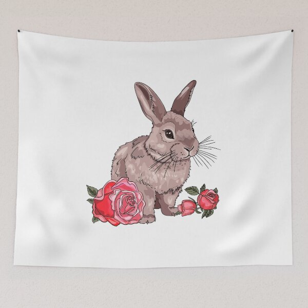 Item preview, Cute rabbit with roses. Easter bunny. Farm animal designed and sold by Anastasiia Yurevych.