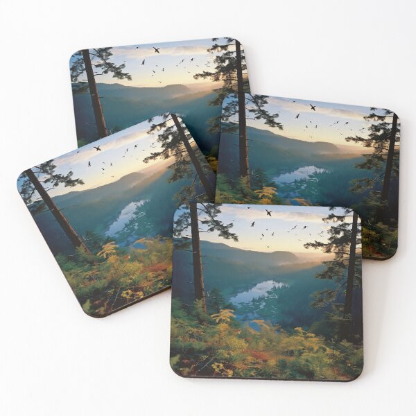 Item preview, Misty forest with river at sunset long exposure - Landscape photography designed and sold by TheArtistOf2022.