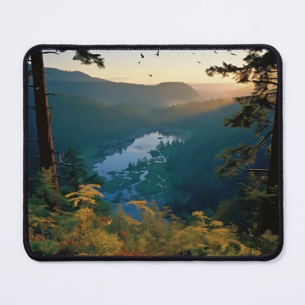 Item preview, Misty forest with river at sunset long exposure - Landscape photography designed and sold by TheArtistOf2022.