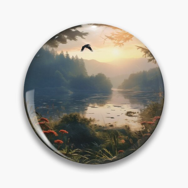 Item preview, Misty forest with river at sunset long exposure - Landscape photography designed and sold by TheArtistOf2022.