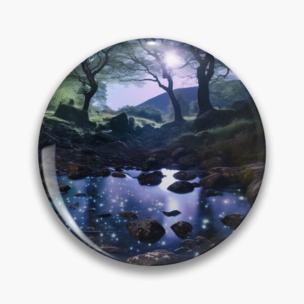 Item preview, Forest landscape and river with night sky in long exposure - Landscape photography designed and sold by TheArtistOf2022.
