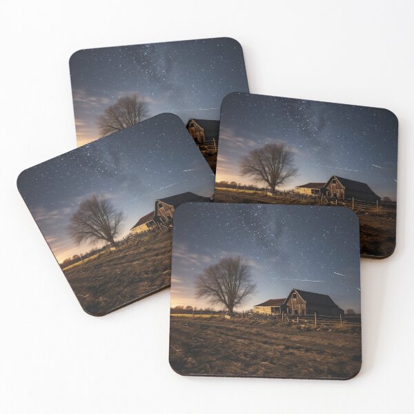 Item preview, Abandoned house in fields at night with starry sky - Landscape photography designed and sold by TheArtistOf2022.