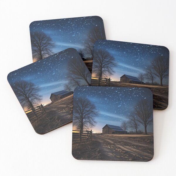 Item preview, Abandoned house in fields at night with starry sky - Landscape photography designed and sold by TheArtistOf2022.