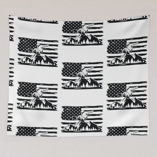 Item preview, American Winter Sports Snowboarding with USA Flag designed and sold by DigitalFhaiz.