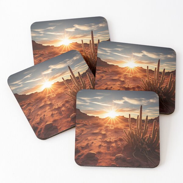 Item preview, Majestic sunrise over desert with plants - Landscape photography designed and sold by TheArtistOf2022.