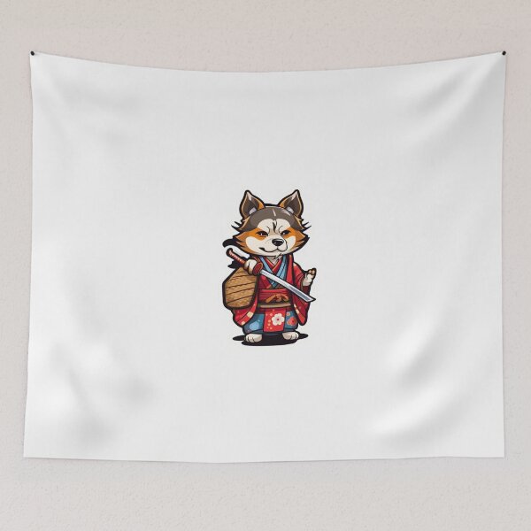 Item preview, Cool Japan samurai puppy dog designed and sold by KorArtStudio.