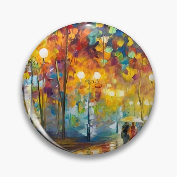 Item preview, Couple in a park ally at night with bright streent lights, reflections on water, and a bench. designed and sold by clon-dot-net.