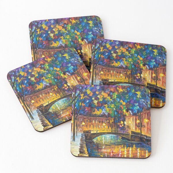 Item preview, City bridge at night under the street light, reflecting in the water of the river designed and sold by clon-dot-net.