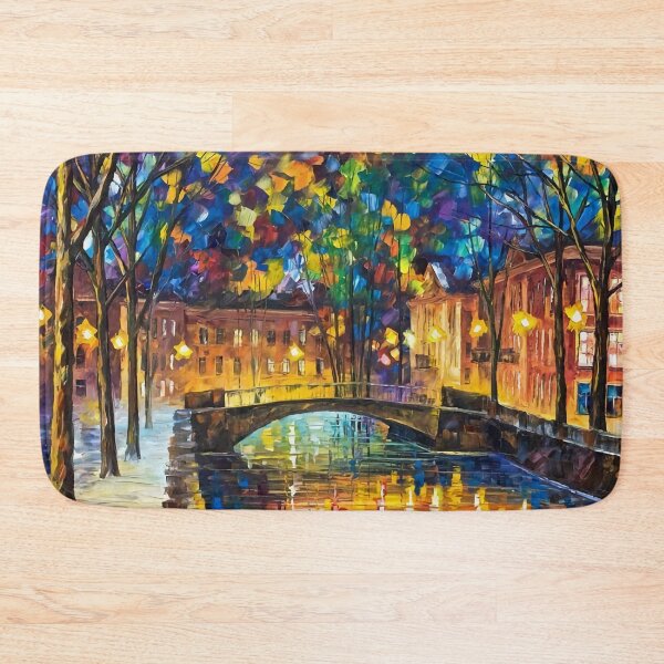Item preview, City bridge at night under the street light, reflecting in the water of the river designed and sold by clon-dot-net.
