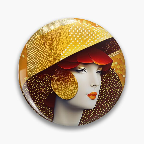 Item preview, Pretty woman in hat with gorgeous gold patterns - Fake Fashion designed and sold by BubblyDelight.
