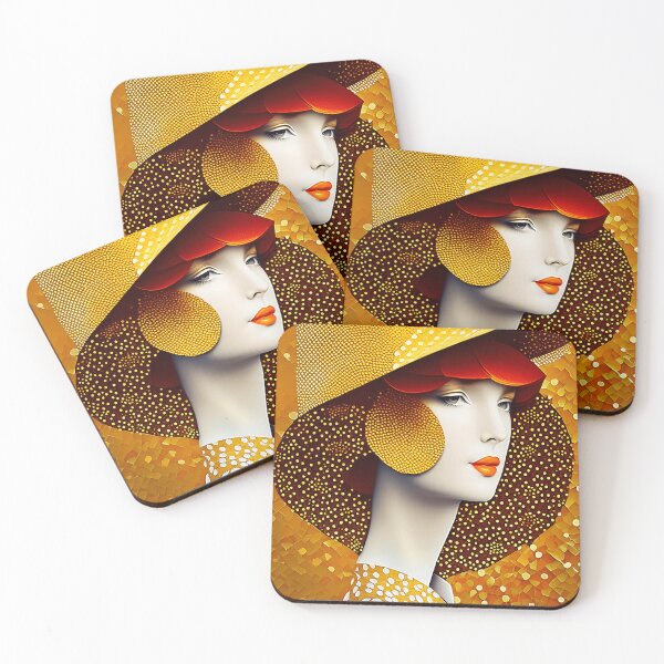 Item preview, Pretty woman in hat with gorgeous gold patterns - Fake Fashion designed and sold by BubblyDelight.
