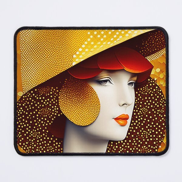 Item preview, Pretty woman in hat with gorgeous gold patterns - Fake Fashion designed and sold by BubblyDelight.