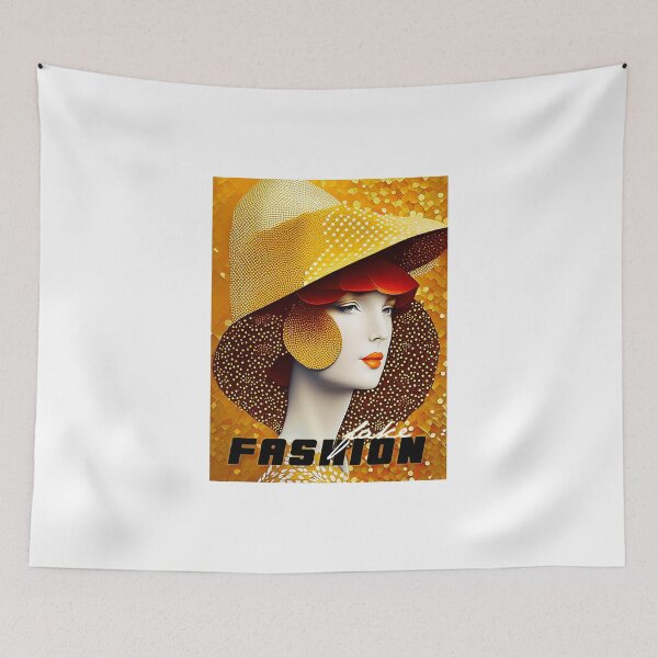 Item preview, Pretty woman in hat with gorgeous gold patterns - Fake Fashion designed and sold by BubblyDelight.