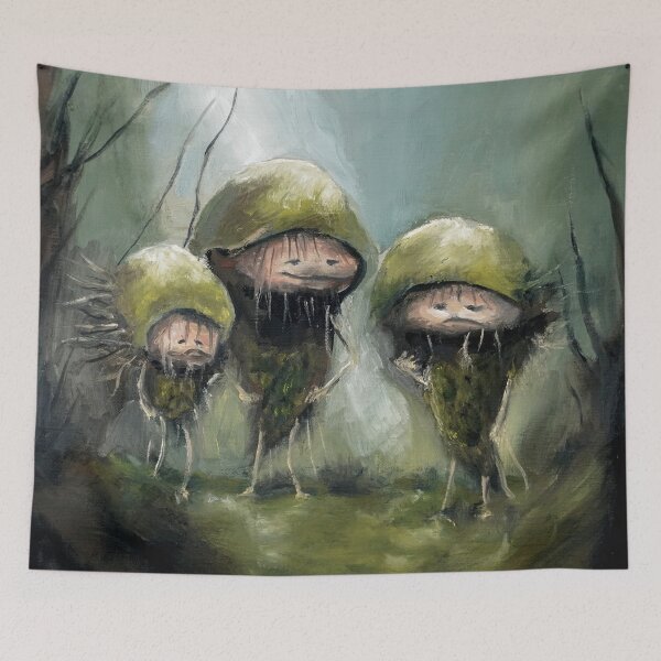Item preview, Forest Mushroom Creatures Painting designed and sold by MCNelsonArt.
