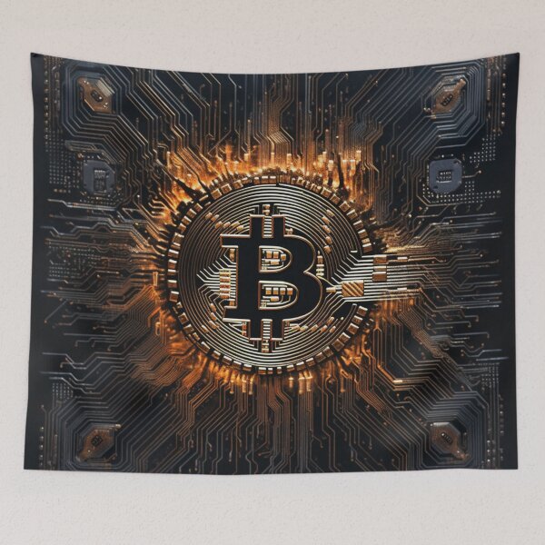 Aperçu de l'œuvre Logo de la puce Blockchain de crypto-monnaie Bitcoin #bitcoin #btc créée et vendue par GrinGalore.