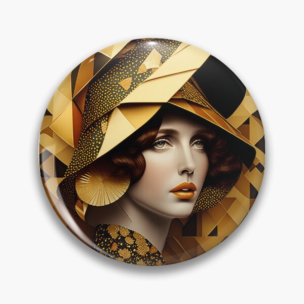 Item preview, Pretty woman in hat with gorgeous gold patterns - Fake Fashion designed and sold by BubblyDelight.